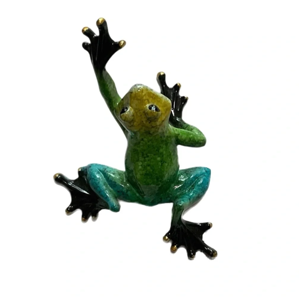 Frog - Green, Blue & Yellow with Gold Fingertips - “Froggie Went A-Courtin’”